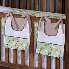 Kit 2 Porta Fraldas Estampado Com Laço P/ Varão Ou Berço - Safari Verde Foto mini  2