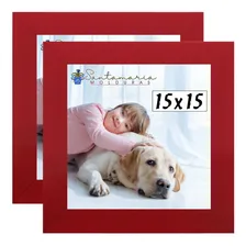 Kit 2 Porta Retrado Molduras 15x15 Vermelho Liso Foto  mini 1