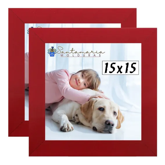 Kit 2 Porta Retrado Molduras 15x15 Vermelho Liso Foto 1