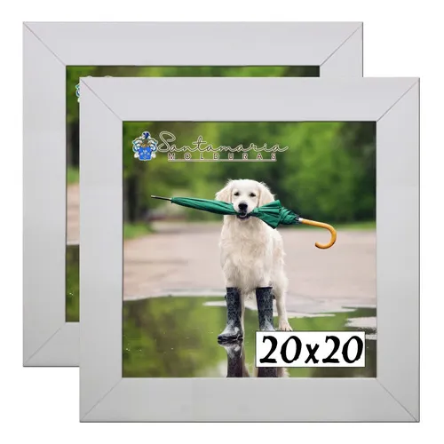 Kit 2 Porta Retrado Molduras 20x20 Branco Liso Foto 1