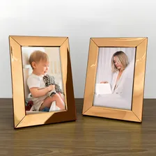 Kit 2 Porta Retratos Minimalistas Rosé Gold 10x15 Elegance Foto mini 2