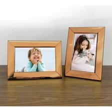 Kit 2 Porta Retratos Minimalistas Rosé Gold 10x15 Elegance Foto mini 3