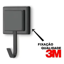 Kit 2 Porta Toalha Rosto Banho Gancho Preto Dupla Face 3m Foto mini  3
