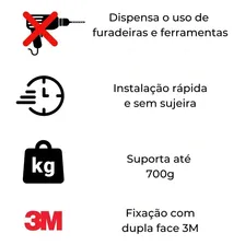 Kit 2 Porta Toalha Rosto Banho Gancho Preto Dupla Face 3m Foto mini 4