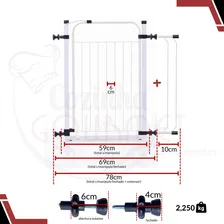 Kit 2 Portão Grade De Proteção Pet Portas Crianças E Caes 79/84 Cor Branco Foto mini 2