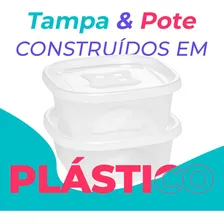 Kit 2 Potes De Plástico De Armazenar Comida Com Tampa 690ml Foto mini  3