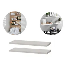 Kit 2 Prateleira Madeira Mdf Branca 60cm + Suporte InvisÃvel Foto mini 1