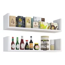Kit 2 Prateleira Nicho U 50x15 Branco Mdf Organiza Cozinha Cor Mdf Branco Foto mini 1