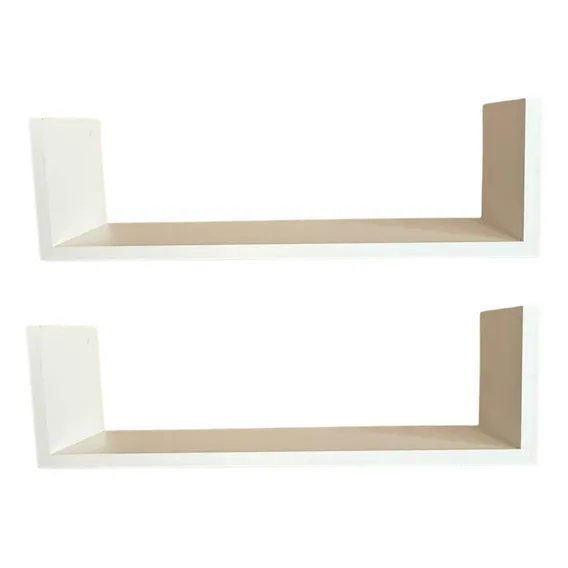 Kit 2 Prateleira Nicho U 50x15x10p Branco Mdf Dvd Livro Jogo Foto 1