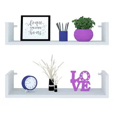 Kit 2 Prateleira Nicho U 50x15x10p Branco Mdf Dvd Livro Jogo Tio Do Mdf Foto mini 1