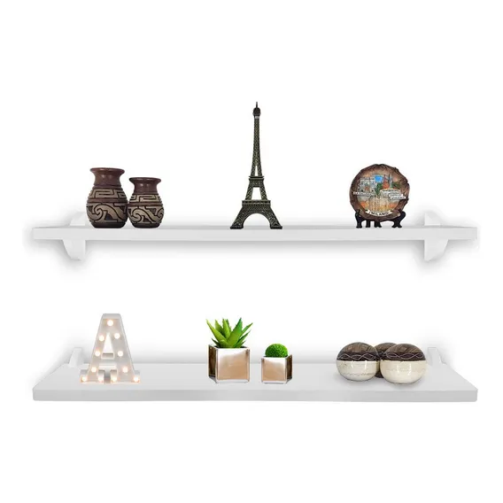 Kit 2 Prateleiras De Parede Nicho Mdf 60x20 Branco 15mm Foto 1