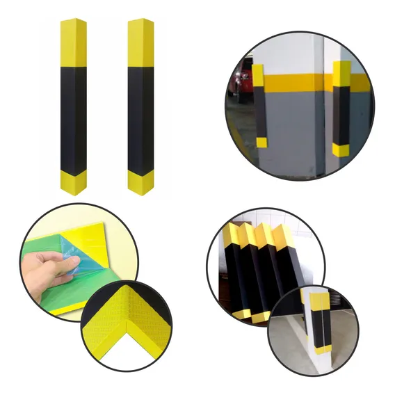 Kit 2 Protetores Coluna Quina Pilastra Garagem Estacionamento Eva Autocolante Carro Anti-batida Preto/Amarelo Foto 1