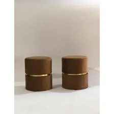 Kit 2 Puff Marrom Cinta Dourada Foto mini  3
