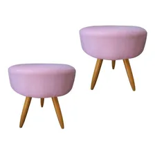 Kit 2 Puff Puf Lavínia Suede Rosa Foto mini 1