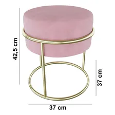 Kit 2 Puffs Luxo Rubi Pés Em Aço Decorativo Banco Closet Sala Hall Quarto Penteadeira Premium Cor Rosa Foto mini 4