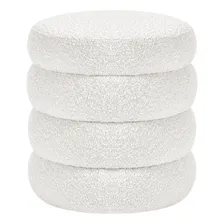 Kit 2 Pufs Lavinia Orgânico Decorativo Escritório Bouclé Cor Branco Foto mini 3