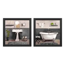 Kit 2 Quadros Decorativos Banheiro,toalete, Lavabo,lindo Cor Preto Foto mini 1