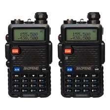 Kit 2 Rádio Comunicador Ht Uhf Vhf Baofeng Uv-5r Dual Band Cor Preto Foto  mini 1