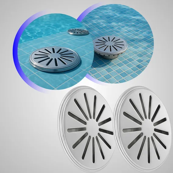 Kit 2 Ralos De Fundo Inox Encaixe 50mm 15x15 Piscina Nitro Metais Foto 1