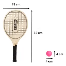Kit 2 Raquetes Frescobol Beach Tennis Praia Piscina Com Bola Cor Bege Foto mini 4
