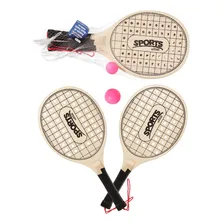 Kit 2 Raquetes Frescobol Beach Tennis Praia Piscina Com Bola Cor Bege Foto mini  2