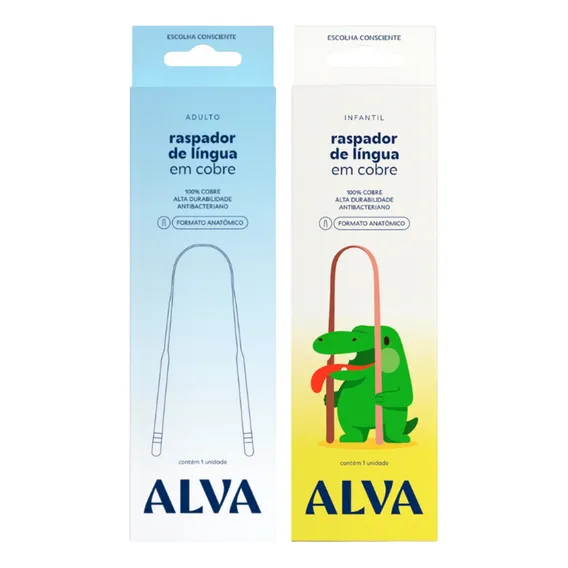 Kit 2 Raspadores Limpador Língua Antibacteriano Cobre Alva Foto 1