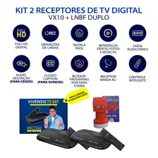 Kit 2 receptor digital banda Ku Vivensis + LNBF duplo Foto mini  2