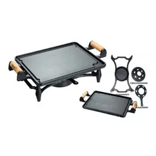Kit 2 Rechaud 2 Mil Ferro Fundido Alça Madeira E Chapa Lisa Foto mini 2