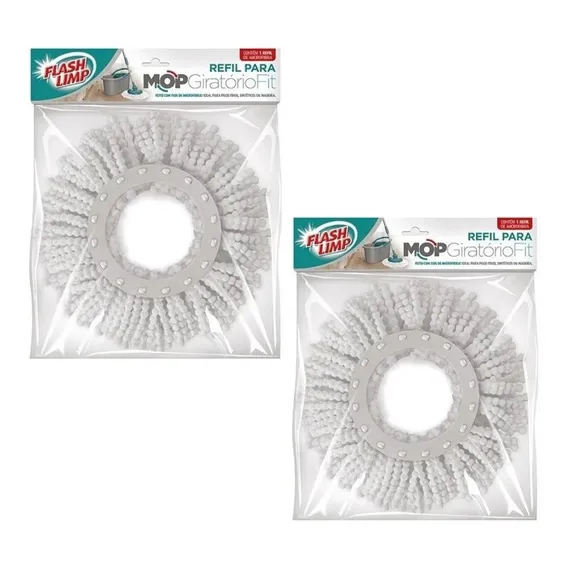 Kit 2 Refil Para Mop Giratorio Fit Rmop5011 Flashlimp Foto 1