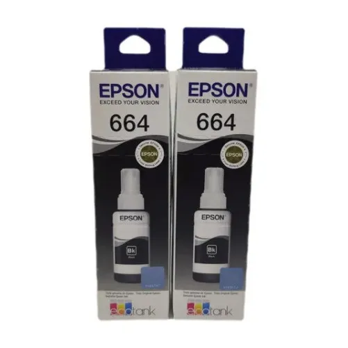 Kit 2 Refil Tinta 664 Ecotank T664 Preto Para Epson Foto 1