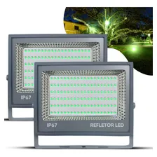 Kit 2 Refletor Led 200w Holofote Bivolt Prova Dágua Verde Negagepro Foto mini  2