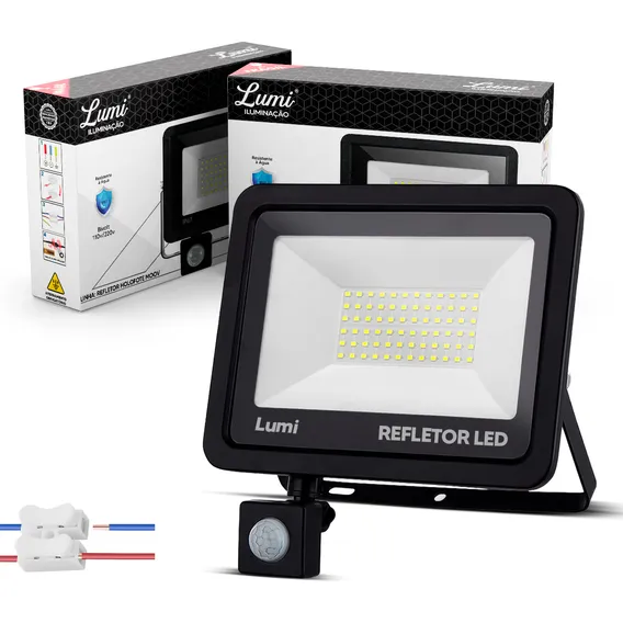 Kit 2 Refletor Led Holofote 200w Sensor Presença Bivolt Cor Da Luz Branco-frio 110v/220v Negagepro Foto 1