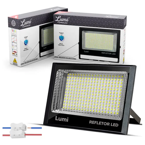 Kit 2 Refletor Led Holofote 400w Smd Mini Ip67 Bivolt Branco Frio Foto 1