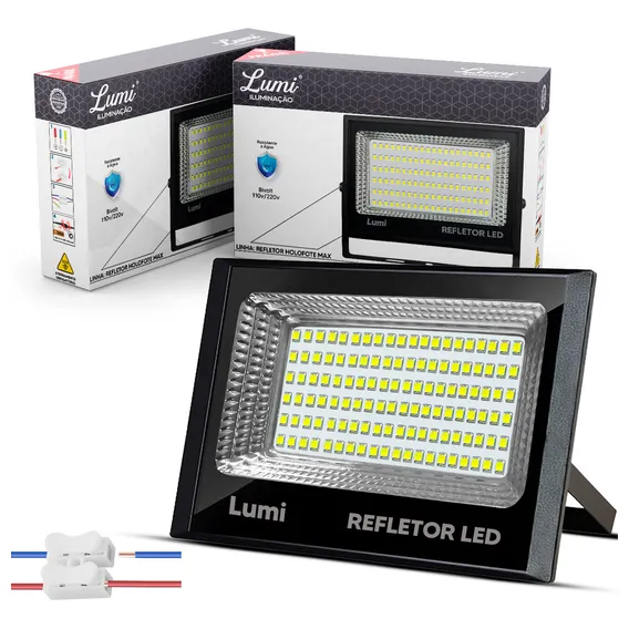 Kit 2 Refletor Led Lumi Smd Slim 200w Ip66 6500k Bivolt Foto 1