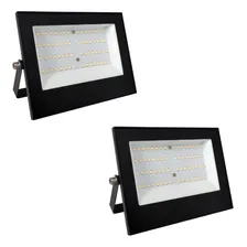 Kit 2 Refletores Led 50w Branco Frio 6500k Preto Foto  mini 1