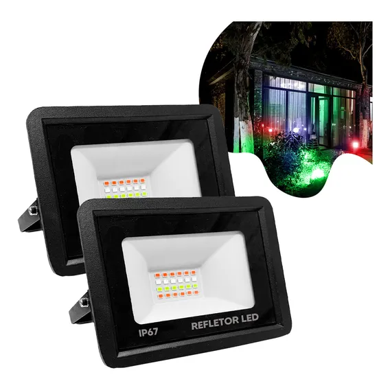Kit 2 Refletores Led Flex 50w Rgb Bivolt Com Proteção Ip67 Foto 1