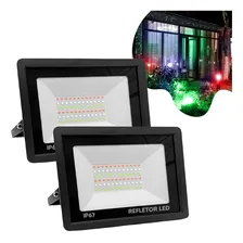 Kit 2 Refletores Mini Led 200w Cor Rgb Bivolt Versátil Foto mini 1
