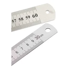 Kit 2 Régua Dupla Face Aço Inox 30 E 60 Cm Super Resistente Foto  mini 1