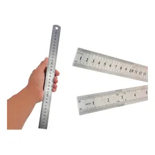 Kit 2 Regua Metal Profissional Marcação Baixo Relevo 30 60cm Foto mini  2