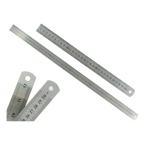 Kit 2 Regua Metal Profissional Marcação Baixo Relevo 30 60cm Foto 1