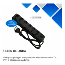Kit 2 Réguas Extensão Elétrica 6 Tomadas Filtro Linha 127/220V Foto mini  3