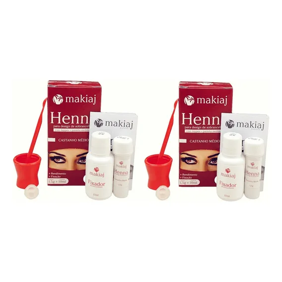 Kit 2 Rena Henna Sobrancelha Makiaj Alta Fixação Rendimento Cor Castanho Médio Foto 1