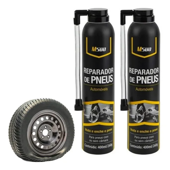 Kit 2 Reparador De Pneu Instantâneo Tapa Furo M500 400ml Foto 1