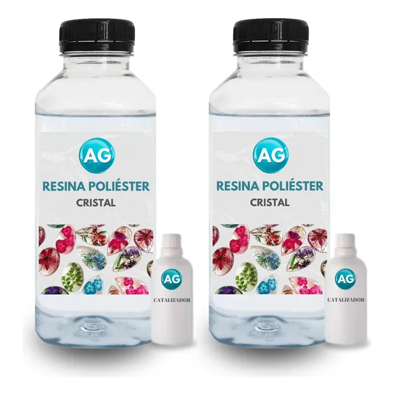 Kit 2 Resinas Cristal Transparente 1kg C/ Catalisador Foto 1