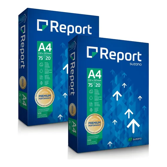 Kit 2 Resma Papel A4 Sulfite Premium 75g 500 Folhas Report Cor Branco Foto 1