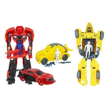 Kit 2 Robo Vira Carro Fusca Grande Transformer Com Boneco Foto  mini 1