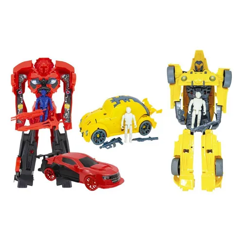 Kit 2 Robo Vira Carro Fusca Grande Transformer Com Boneco Foto 1