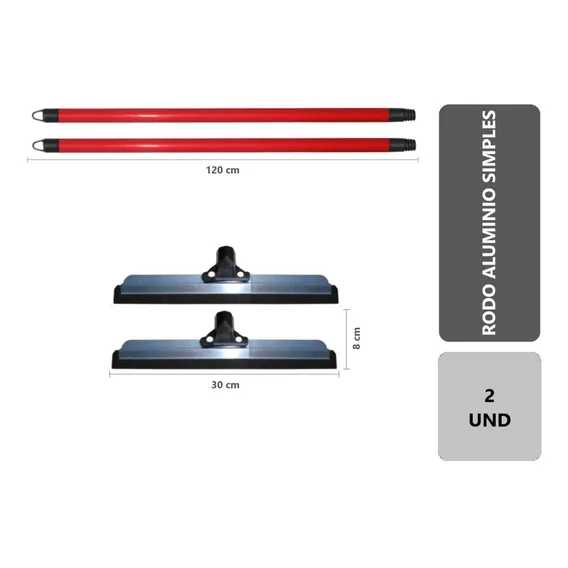 Kit 2 - Rodo De Alumínio 30 Cm Simples - Com Cabo Foto 1