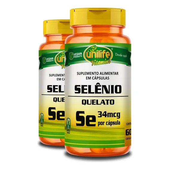 Kit 2 Selênio Quelato 60 Cápsulas Unilife Foto 1