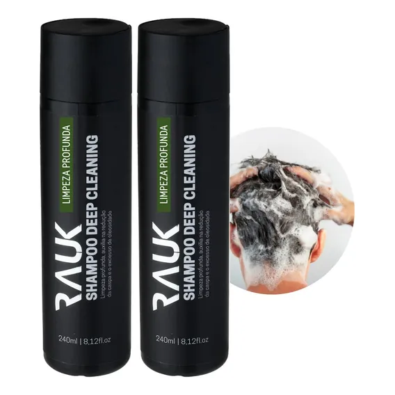 Kit 2 Shampoo Anticaspa Masculino Cabelos Oleosos Rauk 240ml Foto 1